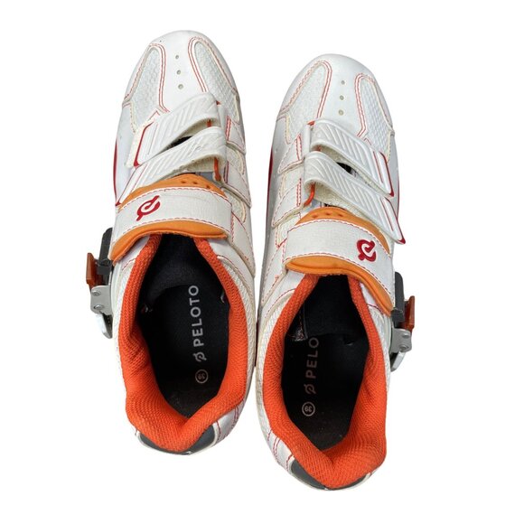 Peloton Womens Cycling Shoes Size 39/8 White & Orange Training Sneakers SKU 9214 - Picture 7 of 12